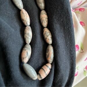 Vintage Gray pink Jasper beads necklace for mind body and spirit